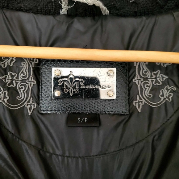 Mackage Black Nylon Double Zip Hood Lined Parka With Black Fur Collar S - Picture 6 of 10